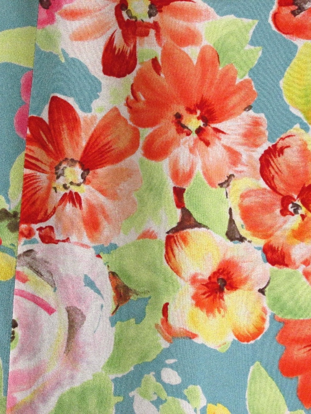 Harold's Turquoise Red Floral Silk Trumpet Skirt, Size 4 - Picture 5 of 7